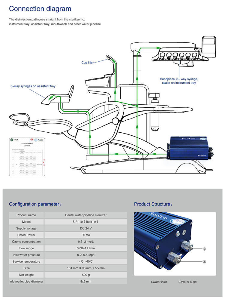 SIP10 Dental Chair Water Pipelines Sterilizer